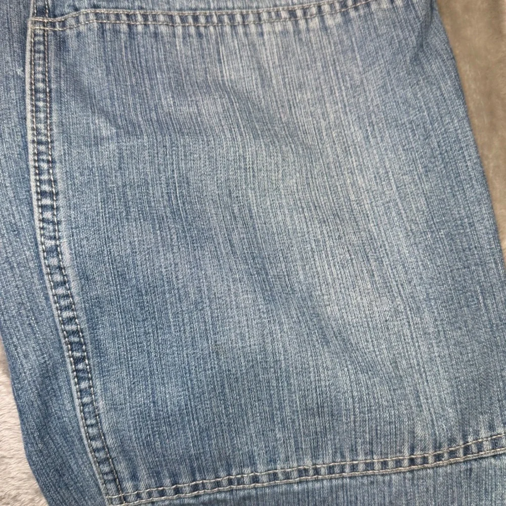 Vintage Old Navy Girls Size 16 Wide Leg Cargo Jeans Blue Denim Y2K Baggy Utility